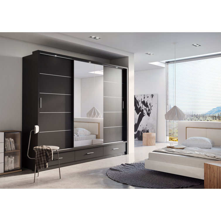 Brayden Studio Tengan 3 Door Sliding Wardrobe Reviews Wayfair